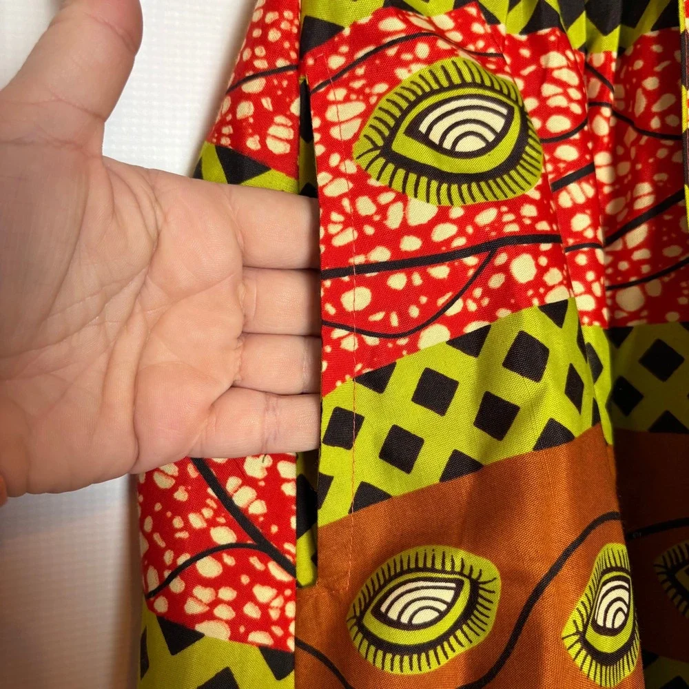 AJ‎ Free Size Vibrant Ankara Print Maxi Skirt Tie Waist Boho Festival Africa - Picture 6 of 7